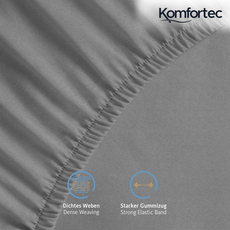 Komfortec Brushed Microfibre Fitted Sheet 140 x 200 cm Grey