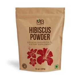 MB Herbals Hibiscus Powder 16 oz / 1 LB / 454 Gram | Hibiscus sabdariffa Flower Powder | For Refreshing Tea & Hair Care