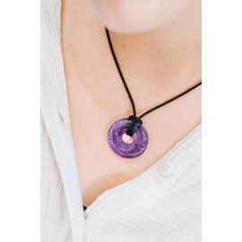 Lebensquelle Plus Amethyst Doughnut | Diameter 30 mm Gemstone Pendant, amethyst, Amethyst
