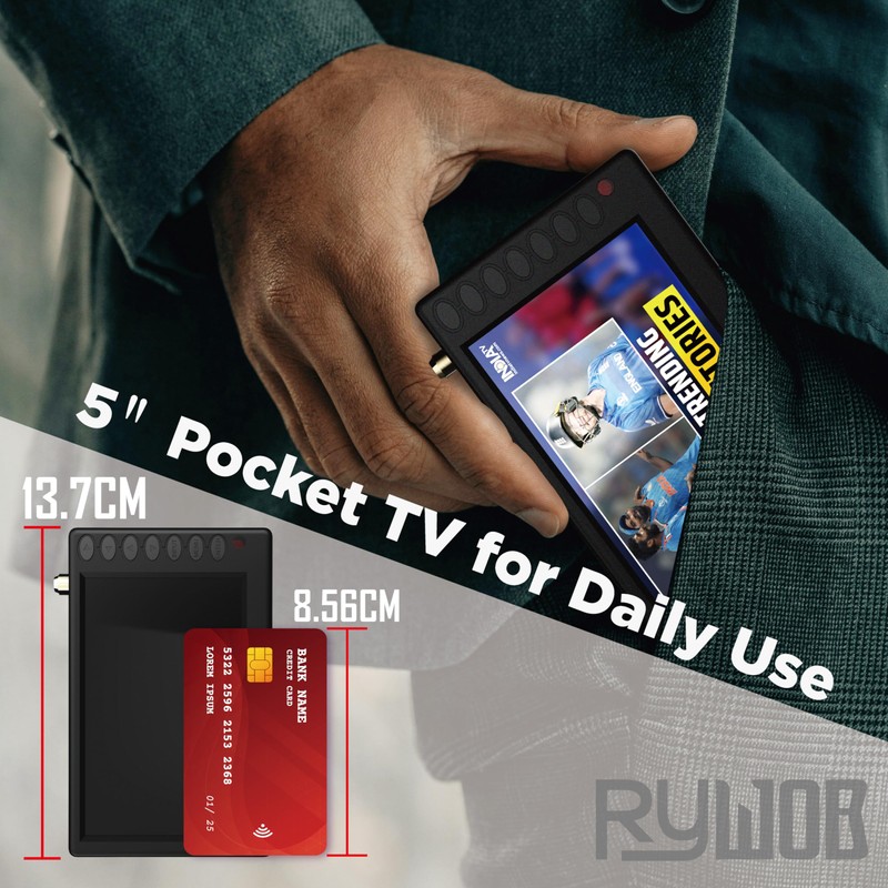 5''Small Portable TV,Mini Digital TV with ATSC/TF Card/USB,Battery Operated TV