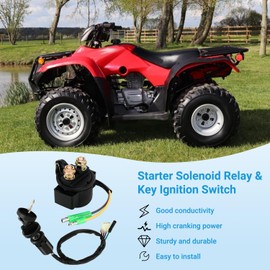 EOPOAYI Starter Solenoid Relay & Ignition Switch with Key Replacement for Recon 250 TRX250 Fourtrax ATV 97-01 TRX250EX Sportrax 01-08 TRX400EX 99-04 Quad 4 Wheeler Parts Repalce 35850-HB3-771