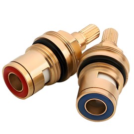 Zliger 2 Pieces Tap Valve Top 1/2 Inch Ceramic Top Fittings Quarter Turn Cartridge Valve Tap Fitting Valves Replacement Tap Cartridge for Bathroom Kitchen