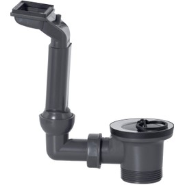 Cornat Recyclate Drain and Overflow Fitting for Built-in Sinks with Draining Board 1 1/2 Inch External Thread Made from Recycled Plastics Made in Germany Quality Sink Drain T353504R Grey