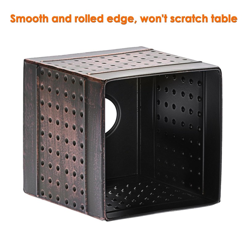 Kokone Tissue Box Cover Sturdy Galvanized Iron Square Tissue Box