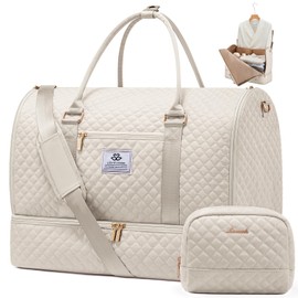 LOVEVOOK Convertible Garment Bag for Women with Shoe Pouch, Carry On Travel Duffel Bag with Toiletry Bag, 2 in 1 Hanging Suitcase Suit Bag, Waterproof Weekender Bag for Business Trip, Wedding, Beige