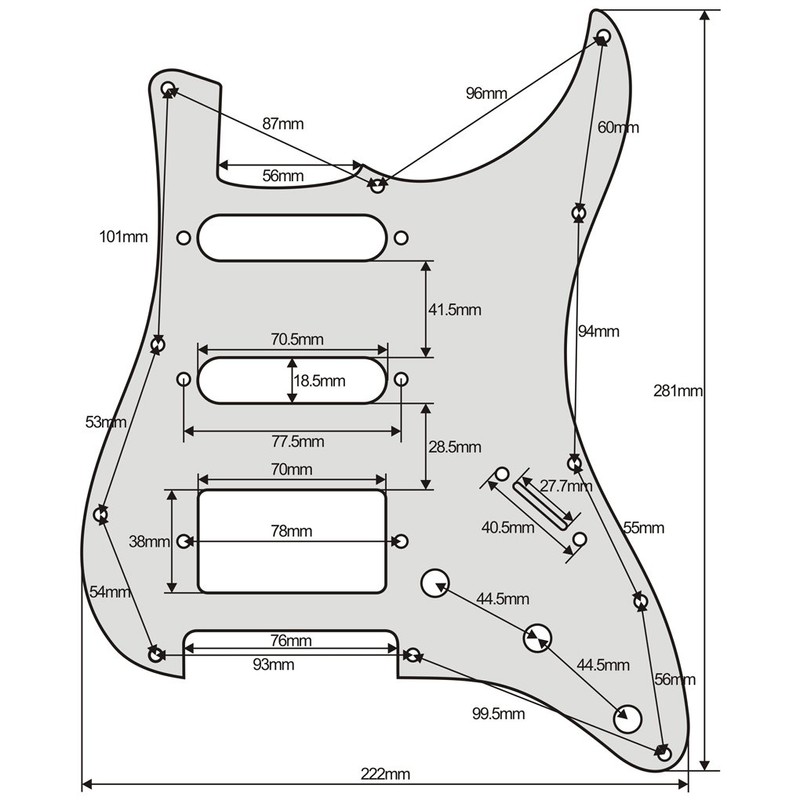 Guitar Anatomy Stratocaster HSS Humbucker Pickguard Scratchplate to Fit Fender