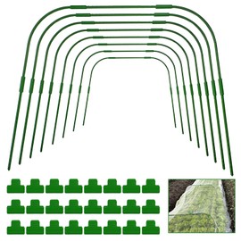 8 Sets Greenhouse Hoops Grow Tunnel-41.3" W x 31.5" H with 24 Pcs Clamps,DIY Garden Hoop Plastic Rustproof Support Frame Garden Hoop Stakes for Plants Fruits Vegetables Raised Garden Beds Row Cover