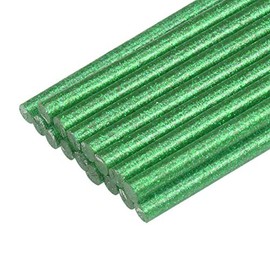 uxcell Mini Hot Glue Gun Sticks 4-inch x 0.27-inch for Glue Guns, Glitter Green 16pcs