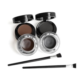 ZJchao Juego de Crema Delineadora de Ojos, Polvo para Cejas 2 en 1 y Pincel Marrón Negro, Profesional de Larga Duración Sentido Estereoscópico Saturación Delineador de Ojos para Maquillaje Delicado