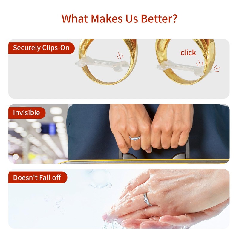 Invisible Ring 12pcs Multi-Size Clear Band Adjuster with 6 Sizes