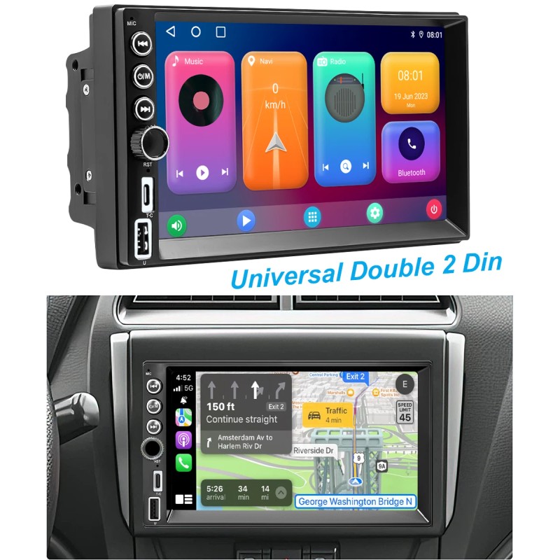 YuanTing 7" Android 13 Car Stereo Radio GPS WiFi Carplay
