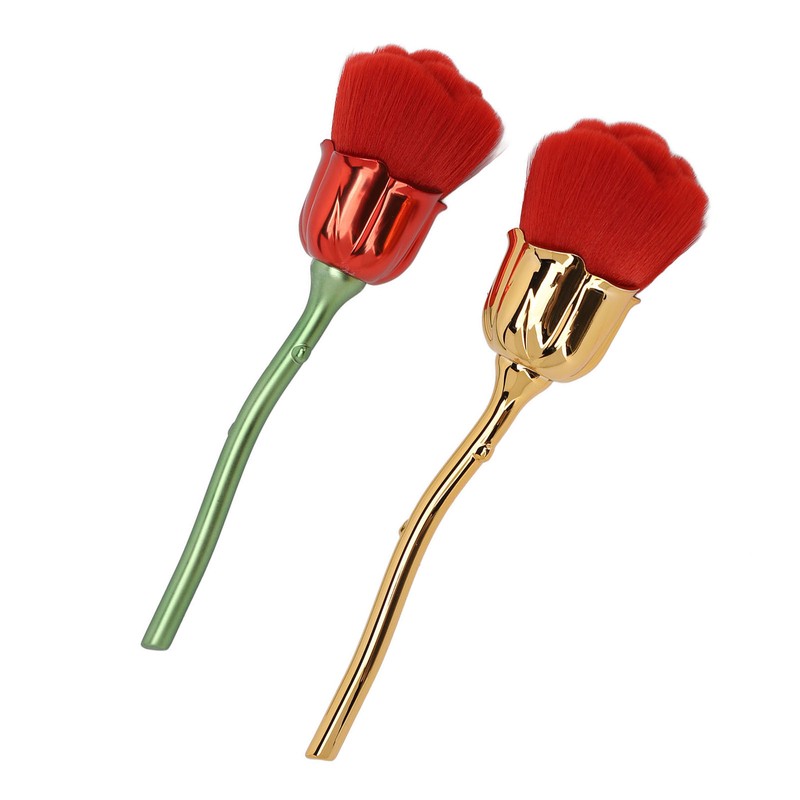 2pcs Rose Shape Nail Brush Dust Removal Thickened Die Cast