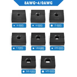 AMZCNC YQK-120 Crimping Dies Include 9 Pairs of US Standard Hex Crimping Dies (8, 6, 4, 2, 1, 1/0, 2/0, 3/0, 4/0 AWG)