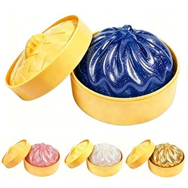 Dumpling 2.0 Squishy Toy- Glitter Stress Ball Fidget Toy, Soft Squeeze Decompression Toy, Mystery Dumpling Squishy Box for Kids Birthday Gifts, Party Favors & Holiday Treats