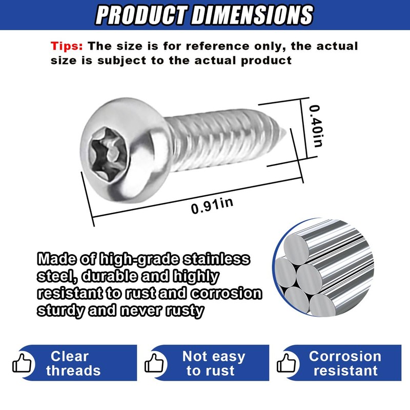 4PCS Stainless Steel License Plate Screws Kit, Anti-Theft Rustproof Tamper