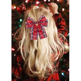 9PCS Christmas Hair Bows for Women Christmas Tree Hair Bow Clips Xmas Bow Snowflake Reindeer Hair Bows Big Red Plaid Hair Ribbons Holiday Cheer Bows Christmas Accessories Outfits Gifts (Pattern A)