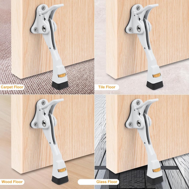 1 Pack, White Kick Down Door Stopper for Bottom of