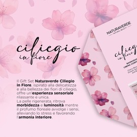 Naturaverde Gift Set Sensoriale Fiori di Ciliegio - Bagnoschiuma 200ml, Crema Corpo 100ml, Scrub Corpo 200ml, Confezione Ottagonale in Latta