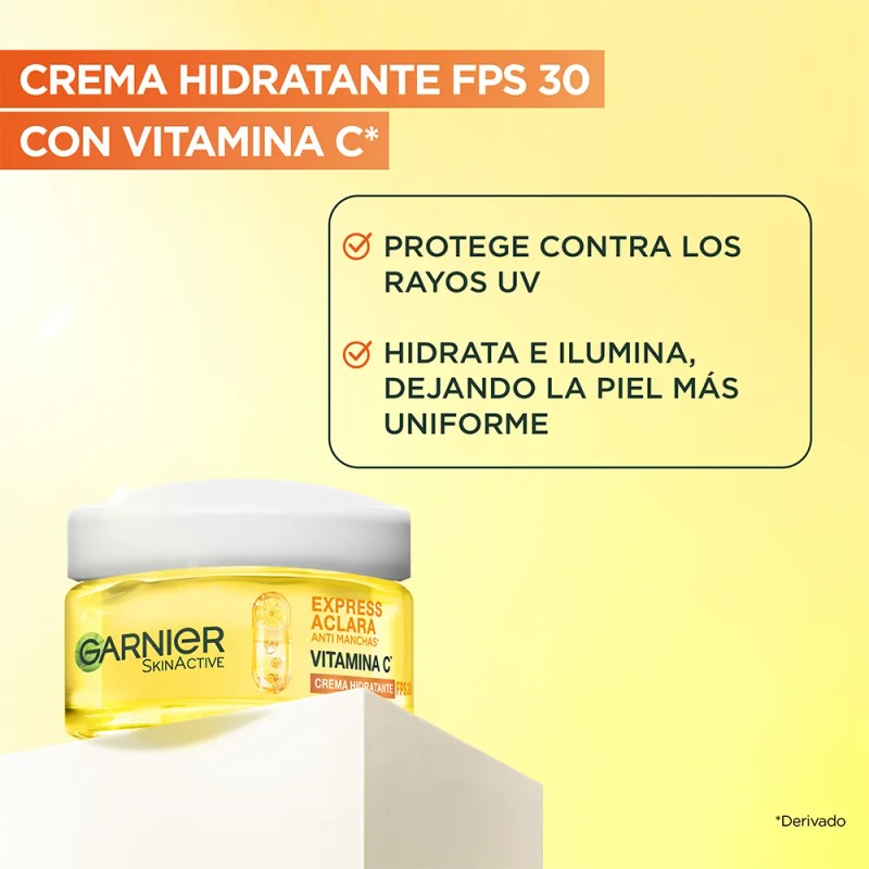 Crema Hidratante Tono Uniforme Express Aclara FPS30 50 ml Garnier