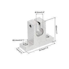 sourcing map 4pcs SK10 Aluminum Linear Rod Rail Shaft Support for 10mm Diameter Shaft, Linear Motion Rail Guides Mounting Bracket for CNC Machine, 3D Printer, Automation Equipment, Silver Tone