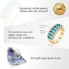 Uloveido Women's Gold Plated Simualted Oval Light Blue Topaz Ring,