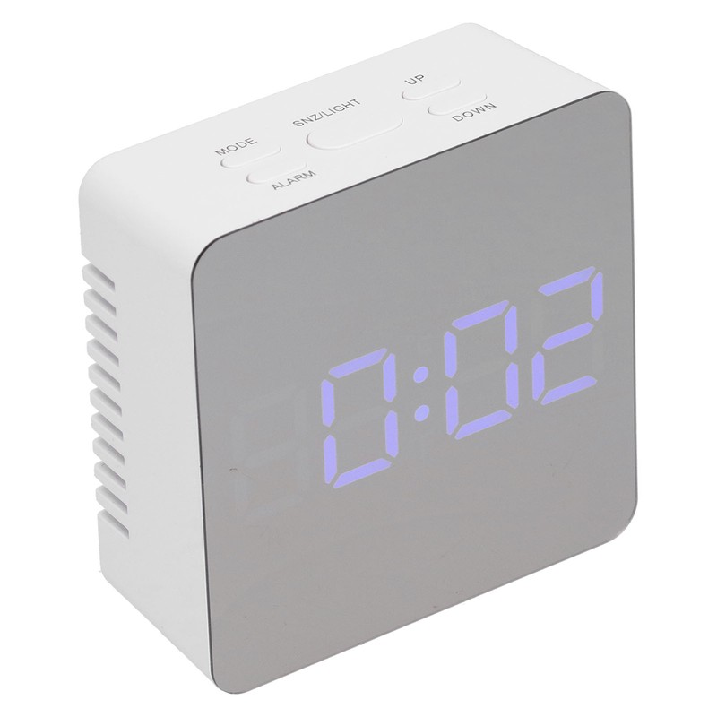LED Mirror Clock Square Automatic Battery Powered Temperature Smart Clock