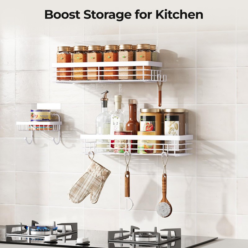 Orimade Adhesive Shower Caddy Soap Dish Holder Shelf with 5