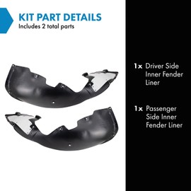 TRQ TRQ Inner Fender Liner Set Compatible with 2017-2018 Hyundai Elantra HY1248159 HY1249159