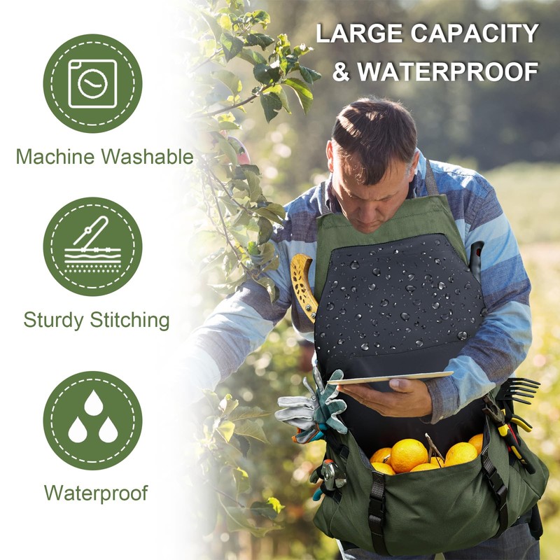 Cover Geny Gardening Apron Waterproof Cross Back Apron, 600D Heavy