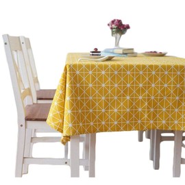 meioro Rustic Yellow Tablecloth Rectangle Washable Wrinkle Free Dust Resistant Table Cloth, Checkerboard Pattern Cotton Linen Table Cover for Kitchen Dining, Picnic, Wedding, Party (40 x 55 Inch)