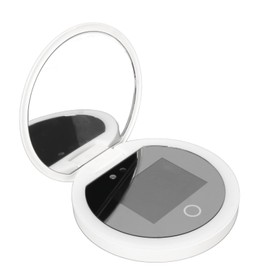 Tragbarer Reise Kompaktspiegel mit UV Kamera für Sonnenschutztests, Beleuchteter Spiegel mit 2 facher Vergrößerung für die Handtaschentasche, 3,5 Zoll Taschenformat L