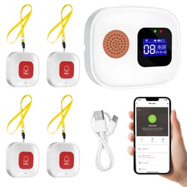 Emergency call button for seniors, senior emergency call, WiFi Smart emergency bell alert system, 4*SOS emergency call button, 1*receiver, home emergency call for elderly patients, disabled people