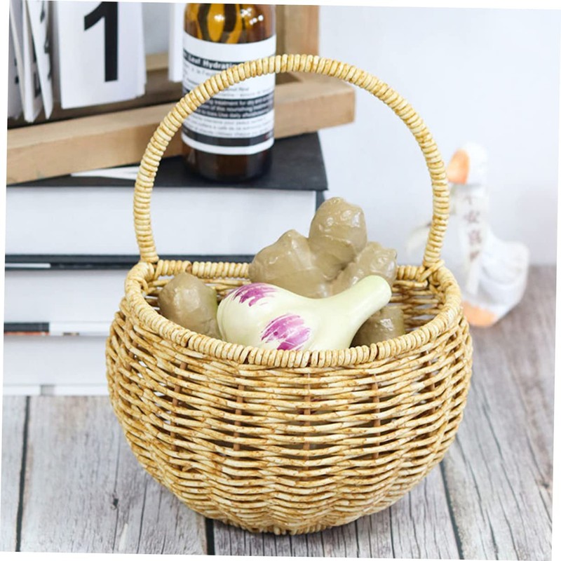 BUGUUYO Handwoven Wall Mounted Vegetable Basket Woven Holder for Kitchen