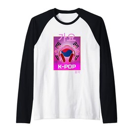 South Korea K-Pop Music Retro Vintage 80's Vaporwave Raglan Baseball Tee