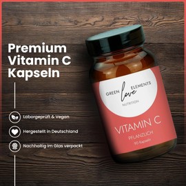 Greenlove Elements Natrliches Vitamin C aus Camu Camu, Acerola, Sanddorn & Hagebutte - Hochdosiert und in Deutschland hergestellt