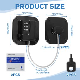 2 Pack Fridge Locks for Kids with Combination, Heavy Duty Refrigerator Locks for Adults for Fridge, Cabinets, Window, Drawers and Child Safety Cabinet Lock, Strong Non-Marking Adhesive No Drilling
