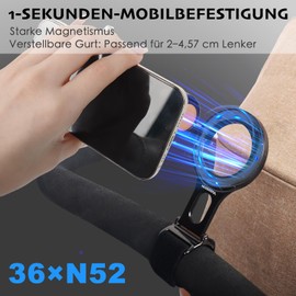 Magnetic Phone Holder for Stroller Grip Compatible with MagSafe (Strong Magnet) - 180°Adjustable for Gym Exercise Bike with Adjustable Strap (Magnetic Ring Included)