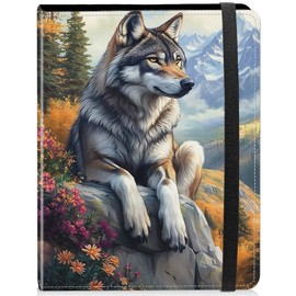 NLZQTTBD Photo Album 4x6 Photos - 120 Photos Capacity PU Leather Cover,cute small photo album with Strong Elastic Band,for Wedding baby Travel Family photo book Album,Deep Forest Wolf