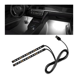Wevdn Car Interior LED Strip Light, 12V 24 LED Waterproof Neon Ambient Night Light with USB Port, Automotive Atmosphere Decorative Under Dash Lighting Kit, Car Accessories (White)