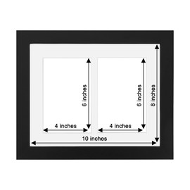 Fabian Clarke London® Modern Black 10x8 Picture Photo Frame with White Mount For Two 6x4 Photos Wall Hung or Freestanding