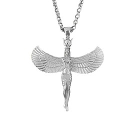 Isis Pendant Necklace, Gold Plated Ancient Egyptian Goddess Jewelry, Gift For Women, Wife, Mother's Day (Silver, 20" Chain)