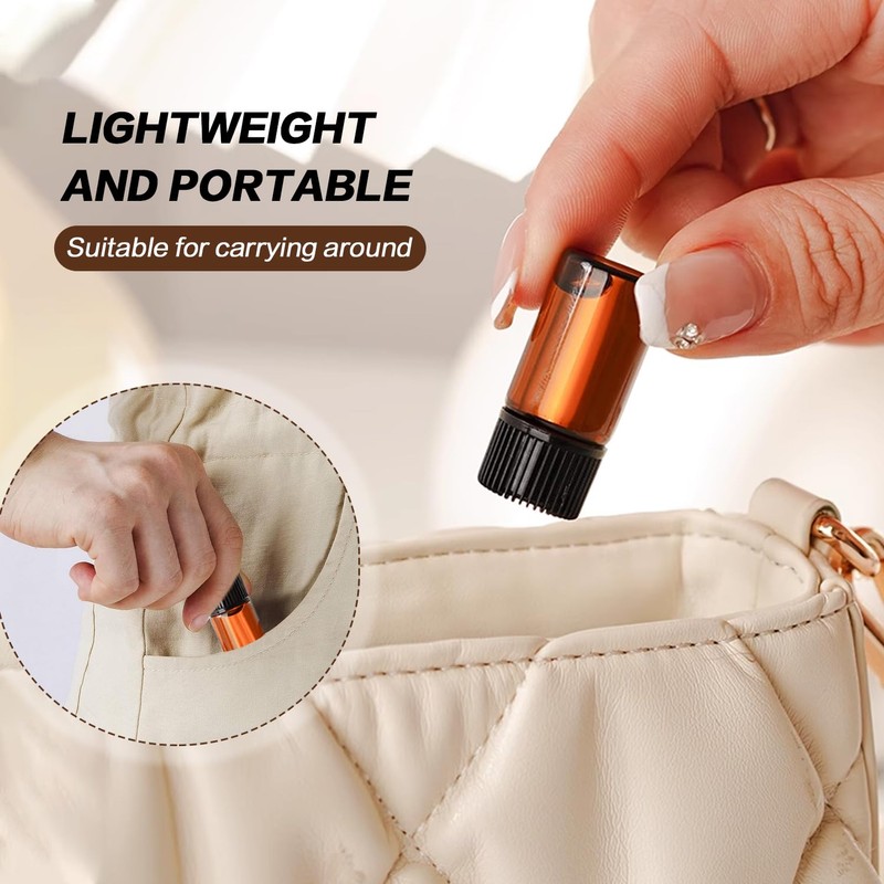 TOPWEL 100pcs (1/4 dram) 1ml Amber Glass Essential Oil Bottle