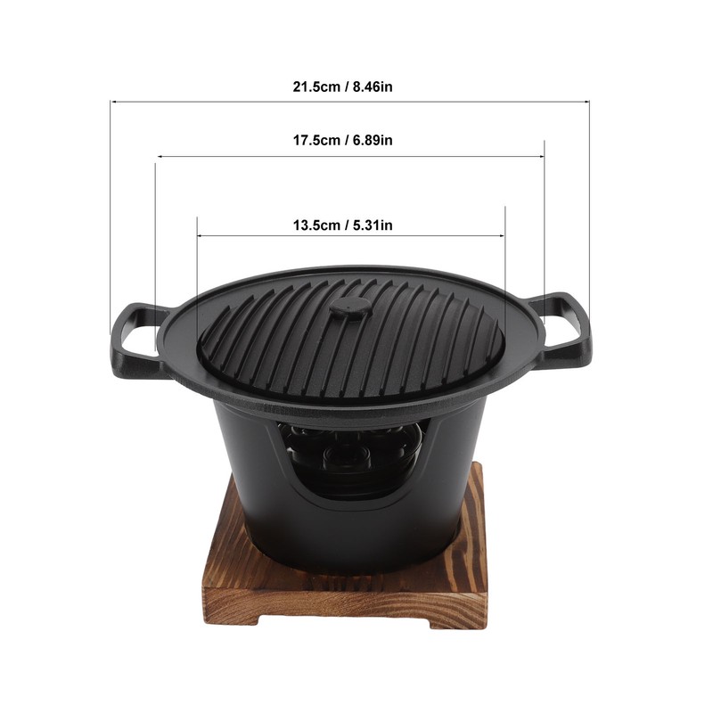 Hibachi Grill Smokeless Wooden Frame Aluminium Alloy Easy Assembly Portable