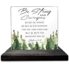 Bible Verse Joshua 1 9 Christian Decor Gifts for Women men Prayer Coworkers Employees Friends Inspirational Positive Scripture Desk Decorative Signs Plaques GXX84