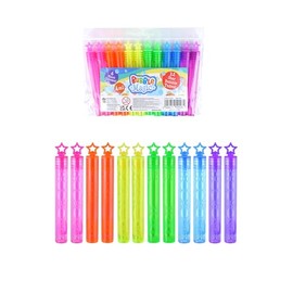 Henbrandt 2 x Neon Star Party Bubble Tubes with Wand (Pack of 12) Children's 4ml Party Bubbles Loot Bag Fillers Summer Games for Boys and Girls Kids Party Bags