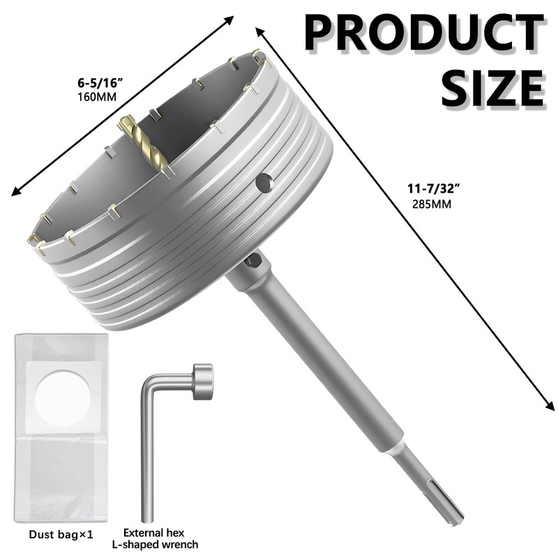 FROOOK 6-5/16" Concrete Hole Saw, Tungsten Steel Core Bit with