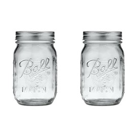 Ball Glass 389579 Pint Regular Mouth Mason, 2 Count (Pack of 1), Clear