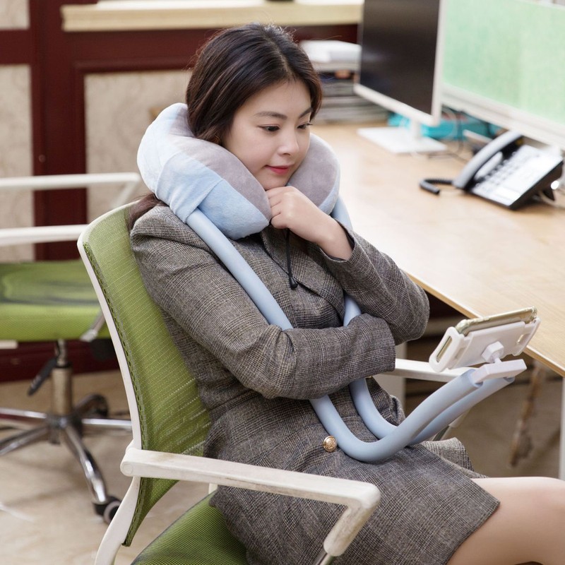 Neck Pillow Phone Holder U Shaped Pillow with Lazy Phone