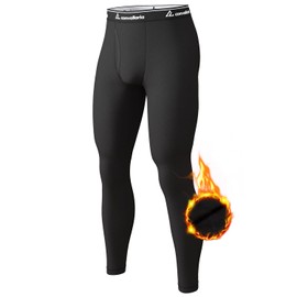 CL convallaria Men's Thermal Pants 2/4 Pcs Fleece Lined Thermal Bottom Athletic Base Layer Cold Weather Gear L A-Black