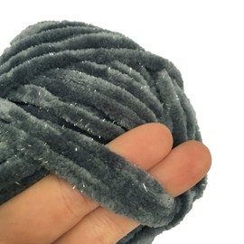 Troyarn Velvet Star, Silvery Glitter Chenille Baby Blanket Yarn Amigurumi Yarn for Crocheting and Knitting Super Bulky 100 gr (120 yds) Length: 110 m (10430 - Smoke, 1 Skein)